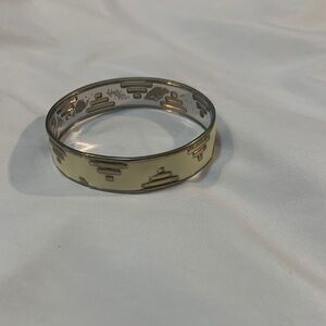 Cream and Silver Bangle Bracelet